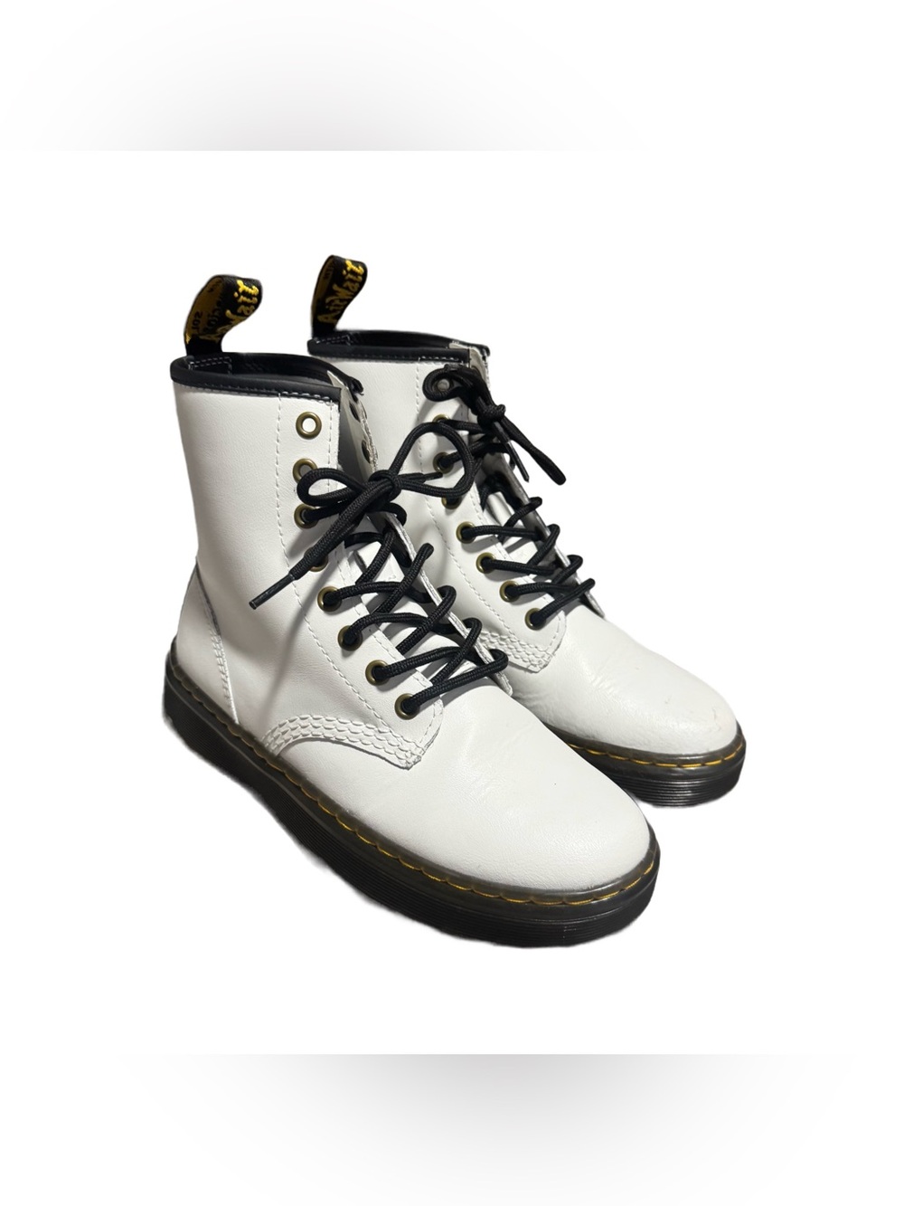 Dr. Martens Zavala Combat Boot Women's 6 White Leather Lace Up Skater Grunge